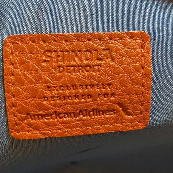 Shinola Detroit Flagship Amenity Kit Designed American Airlines Tan Leather Bag - Picture 3 of 8